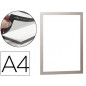 Marco porta anuncios durable magnetico din a4 dorso adhesivo removible color plata pack de 2 unidades