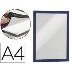 Marco porta anuncios durable magnetico din a4 dorso adhesivo removible color azul pack de 2 unidades
