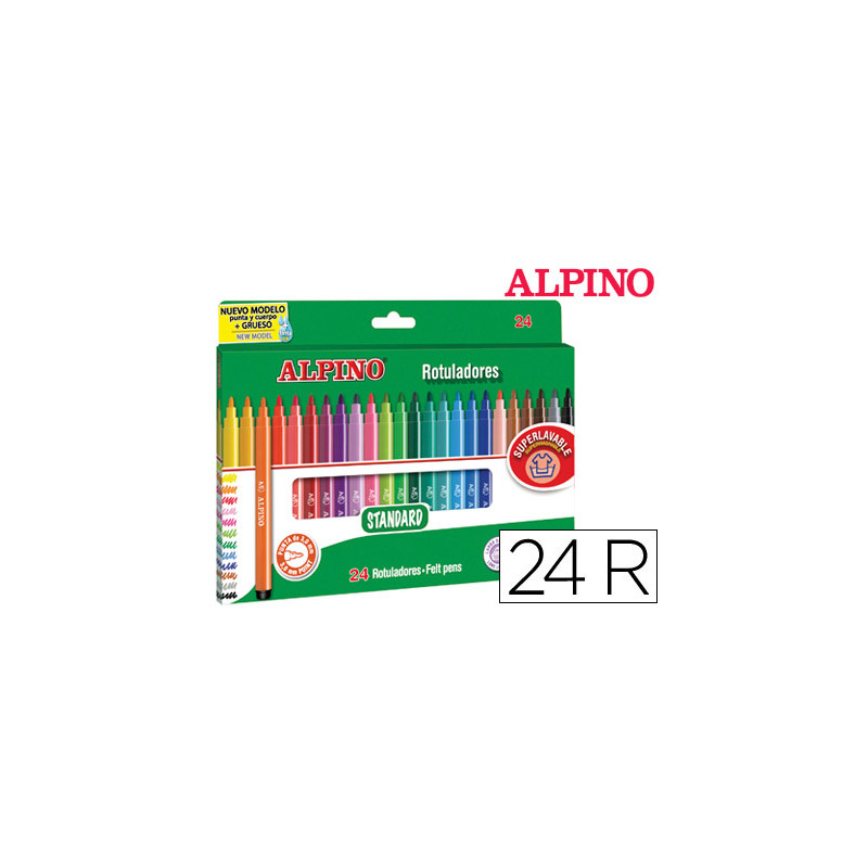 Rotulador alpino standard caja de 24 unidades colores surtidos