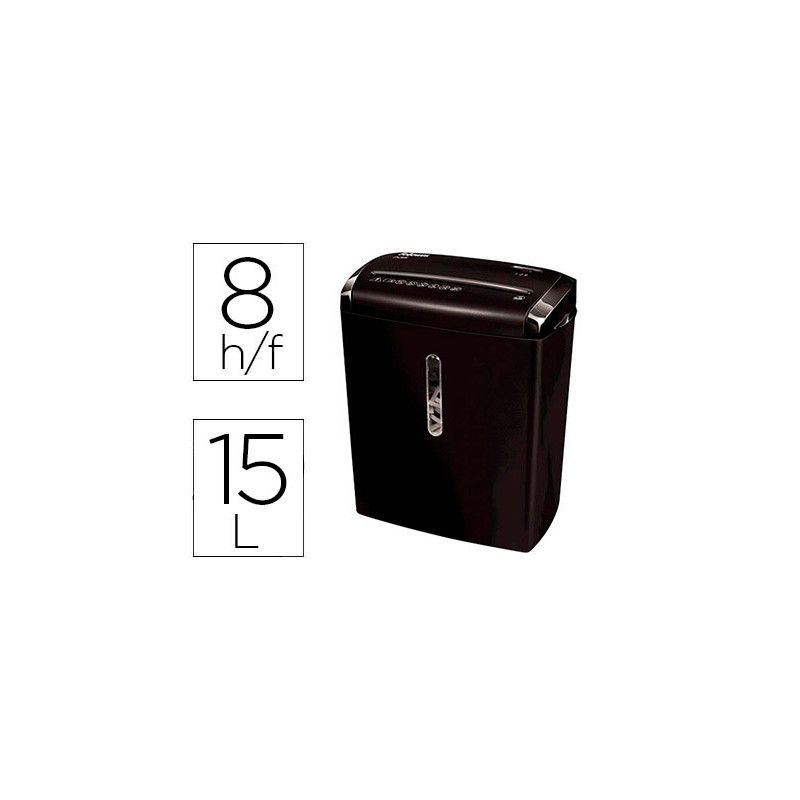 Destructora de documentos fellowes p-28s capacidad de corte 8 hojas corte en tiras papelera 15 litros