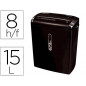 Destructora de documentos fellowes p-28s capacidad de corte 8 hojas corte en tiras papelera 15 litros