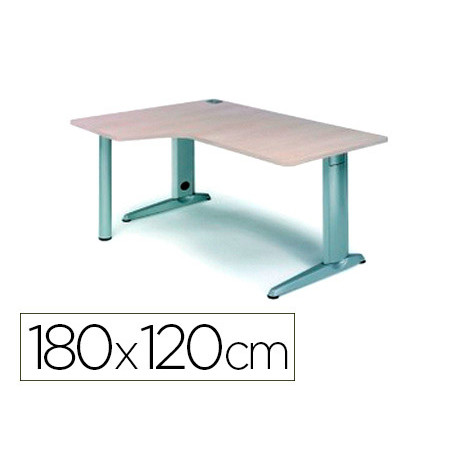 Mesa rocada serie metal 180x120 cm izquierda acabado ac01 haya
