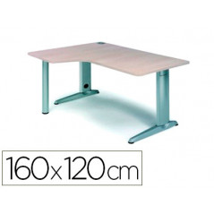 Mesa rocada serie metal 160x120 cm izquierda acabado ac02 gris