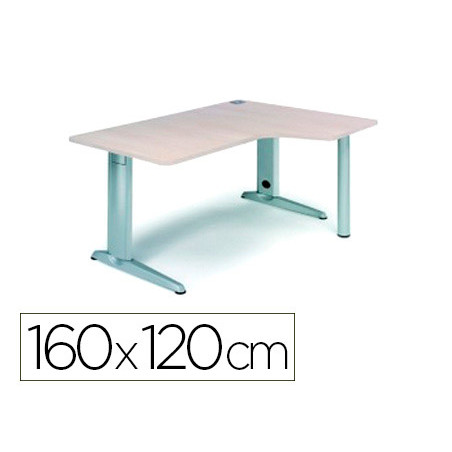 Mesa rocada serie metal 160x120 cm derecha acabado ac01 haya