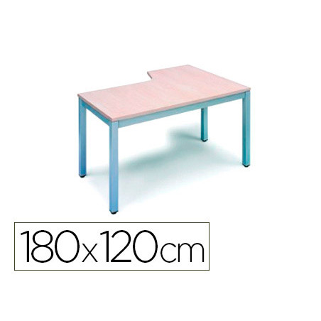 Mesa rocada serie executive 180x120 cm izquierda acabado ad04 aluminio/blanco