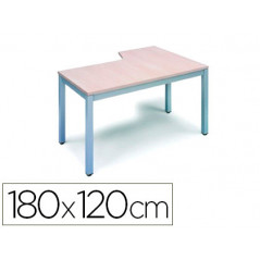 Mesa rocada serie executive 180x120 cm izquierda acabado ad02 aluminio/gris