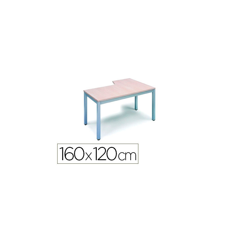Mesa rocada serie executive 160x120 cm izquierda acabado ad02 aluminio/gris