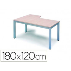 Mesa rocada serie executive 180x120 cm derecha acabado ad04 aluminio/blanco