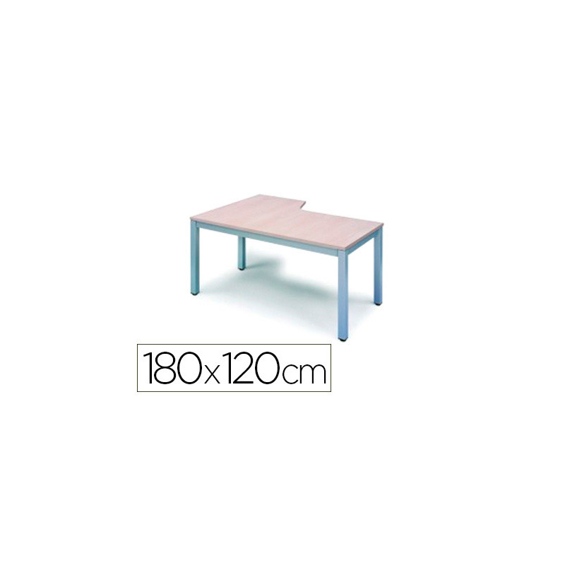 Mesa rocada serie executive 180x110 cm derecha acabado gris/blanco