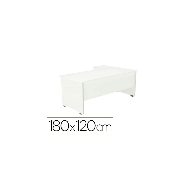 Mesa rocada serie work 180x120 cm izquierda acabado an04 gris/blanco