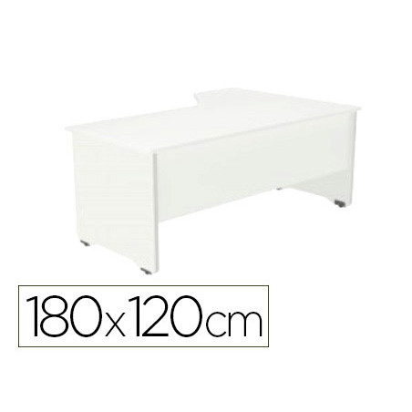 Mesa rocada serie work 180x120 cm izquierda acabado ab04 aluminio/blanco