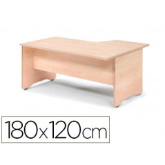 Mesa rocada serie work 180x120 cm izquierda acabado aa01 haya/haya