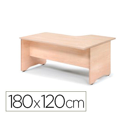 Mesa rocada serie work 180x120 cm izquierda acabado aa01 haya/haya