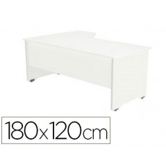 Mesa rocada serie work 180x120 cm derecha acabado ab04 aluminio/blanco