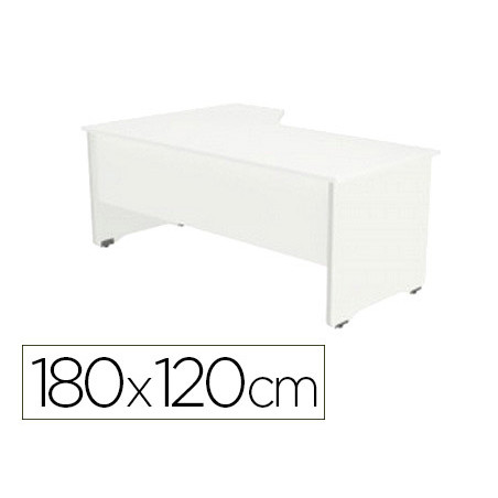 Mesa rocada serie work 180x120 cm derecha acabado ab04 aluminio/blanco