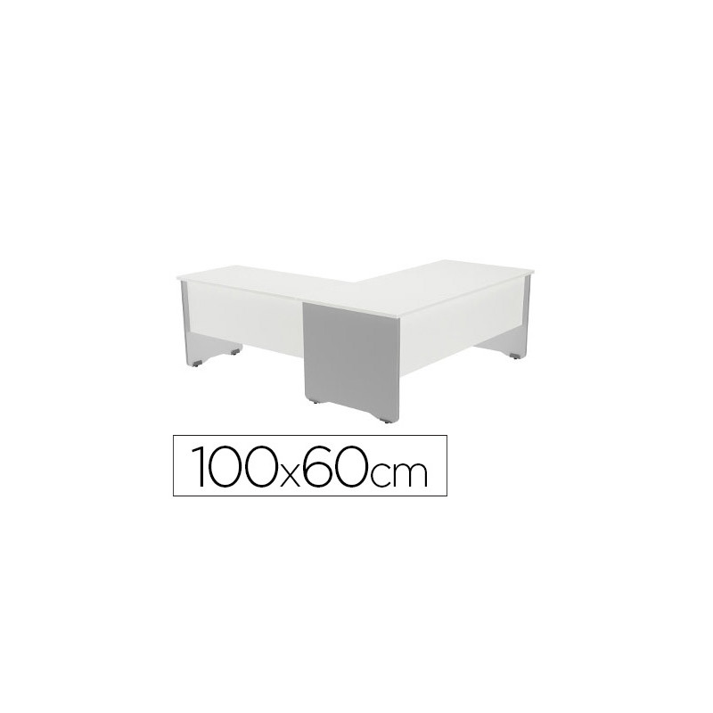 Ala para mesa rocada serie work 100x60 cm acabado an04 gris/blanco