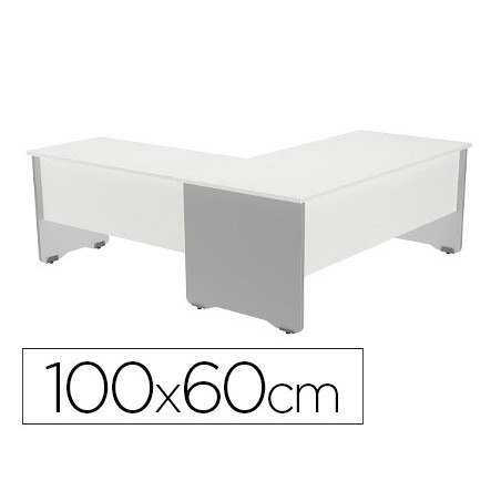 Ala para mesa rocada serie work 100x60 cm acabado ab04 aluminio/blanco
