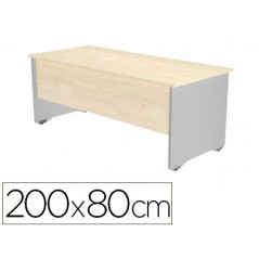 Mesa oficina rocada serie work 200x80 cm acabado ab04 aluminio/blanco