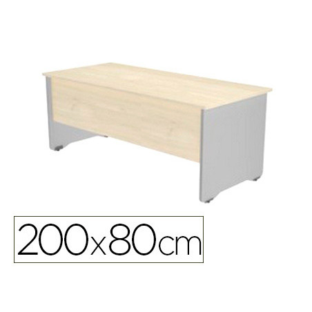 Mesa oficina rocada serie work 200x80 cm acabado ab04 aluminio/blanco