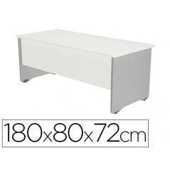 Mesa oficina rocada serie work 180x80 cm acabado ab04 aluminio/blanco