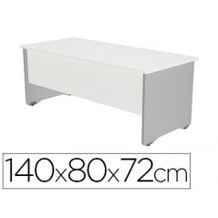 Mesa oficina rocada serie work 140x80 cm acabado ab04 aluminio/blanco