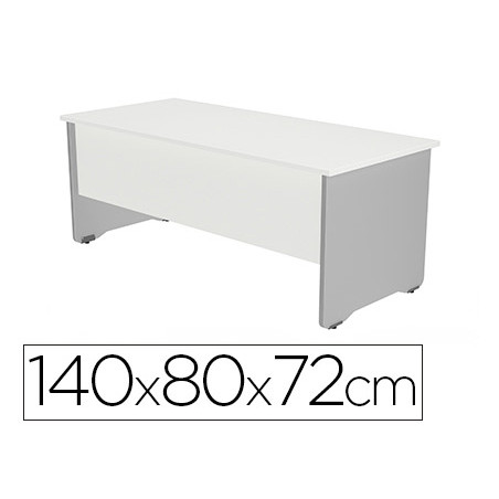 Mesa oficina rocada serie work 140x80 cm acabado ab04 aluminio/blanco