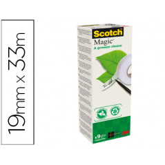 Cinta adhesiva scotch magic 33 mt x 19 mm pack de 9 unidades