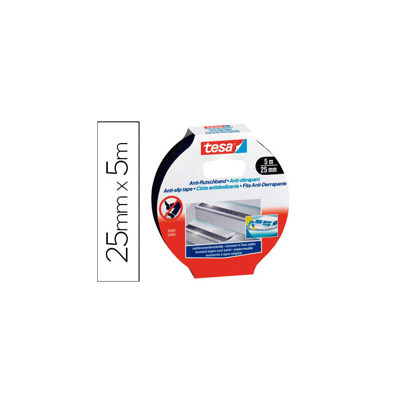 Cinta antideslizante tesa negra 5 m x 25 mm