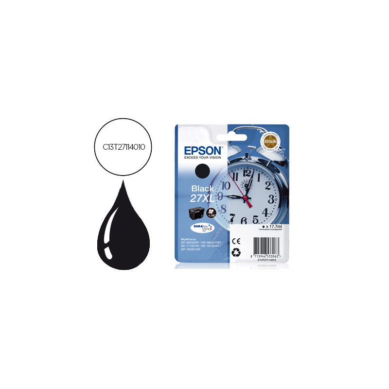Ink-jet epson 27xl wf 3620 / 3640 / 7110 / 7610 / 7620 negro -1.100 pag-
