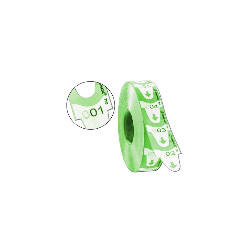 Tickets turnomatic 31x67 mm color verde rollo 4000 tickets