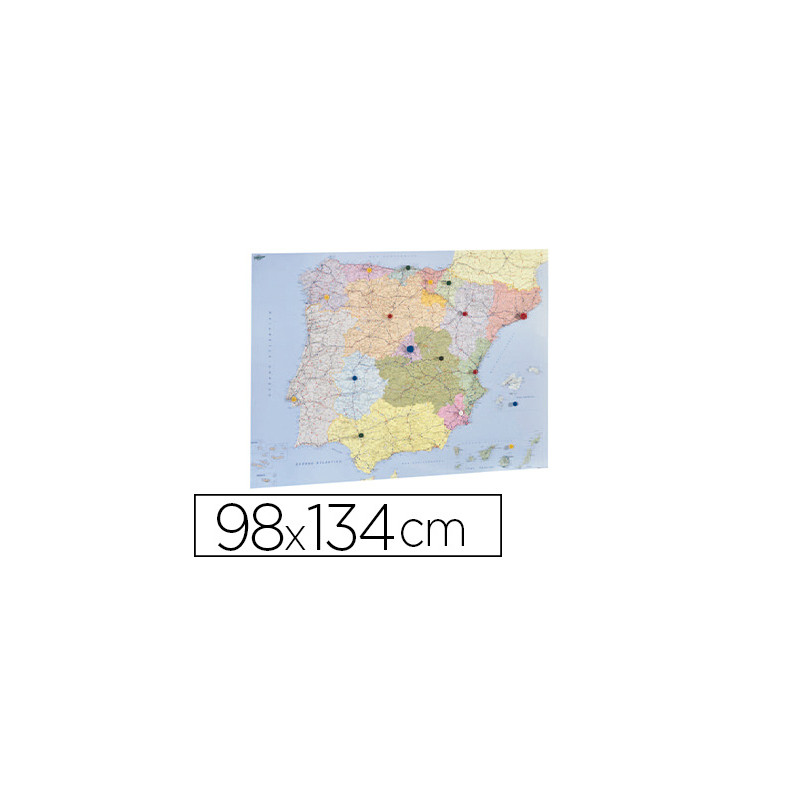 Mapa mural faibo españa y portugal autonomico plastificado enrollado 98x134 cm