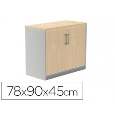Armario rocada con un estante y dos puertas enteras serie store 78x90x45 cm acabado ab01 aluminio/haya