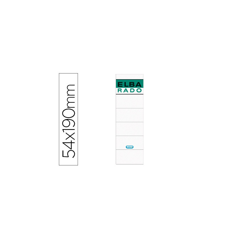 Etiqueta carton elba para archivador palanca lomo 80 mm color blanco 190x54 mm bolsa de 10 unidades