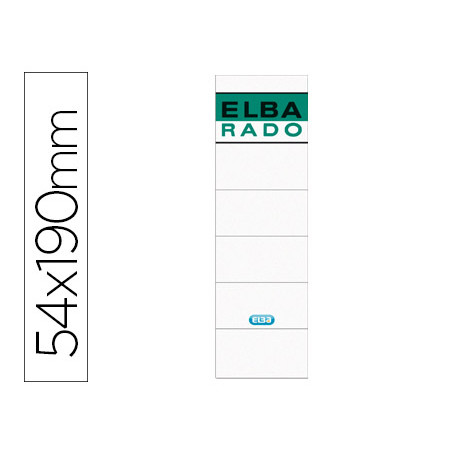 Etiqueta carton elba para archivador palanca lomo 80 mm color blanco 190x54 mm bolsa de 10 unidades