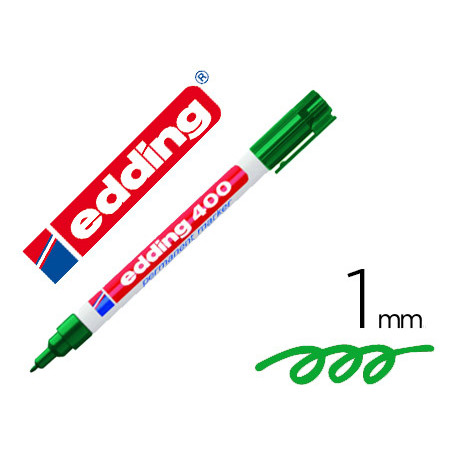 Rotulador edding marcador permanente 400 verde punta redonda 1 mm