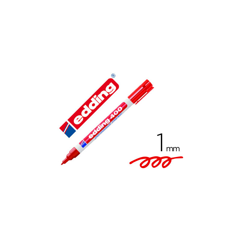Rotulador edding marcador permanente 400 rojo punta redonda 1 mm