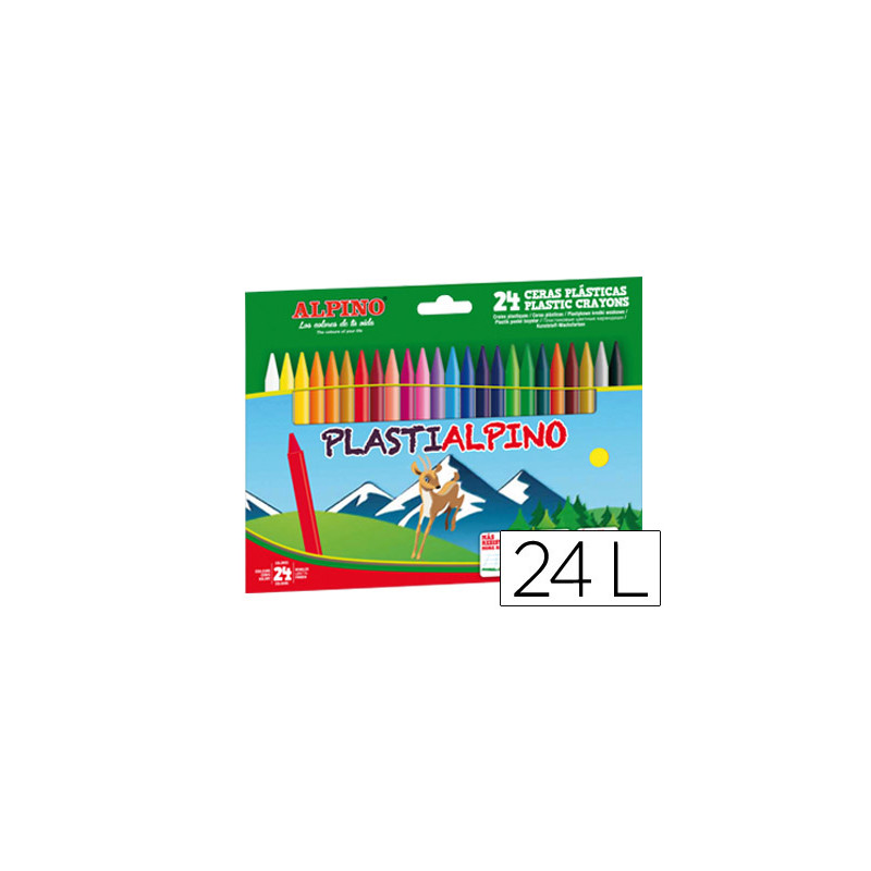 Lapices cera alpino plasti caja de 24 unidades colores surtidos
