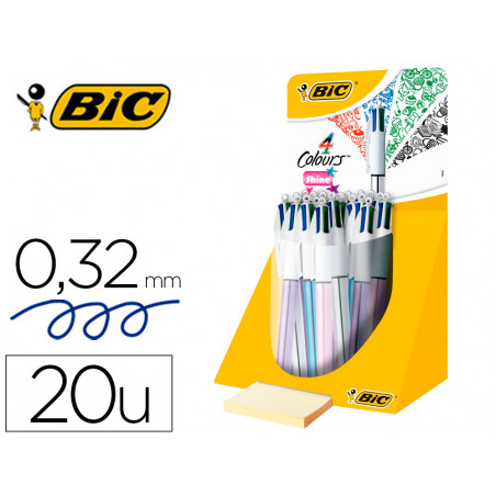 Boligrafo bic cuatro colores shine colores metalizados punta de 1 mm