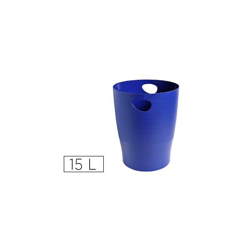 Papelera plastico exacompta ecoblack azul 15 litros