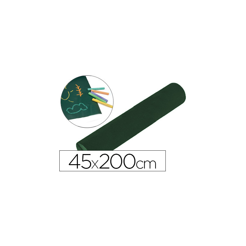 Pizarra liderpapel para tiza adhesiva rollo 45x200 cm color negro o verde