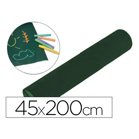 Pizarra liderpapel rollo adhesivo 45x200 cm para tiza color verde o negro
