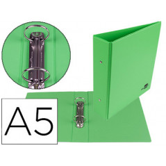 Carpeta de 2 anillas 40 mm redondas liderpapel a5 carton forrado pvc verde