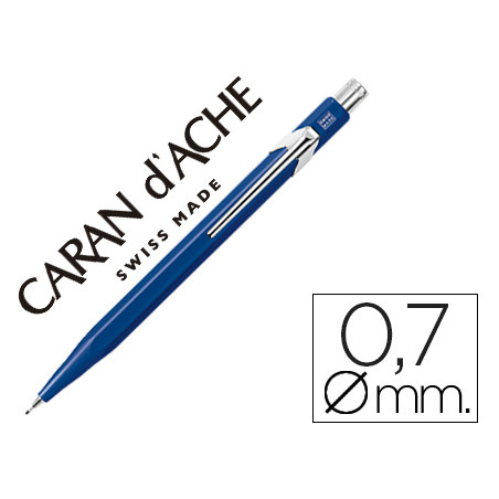 Portaminas caran d 'ache 844 0,7mm cuerpo azul zafiro adornos cromados