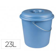 Cubo de basura domestico con tapa azul 23 l para bolsas 55x60 cm