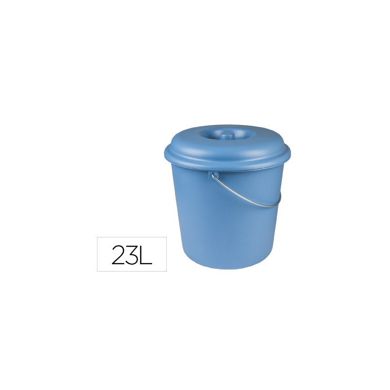 Cubo de basura domestico con tapa azul 23 l para bolsas 55x60 cm