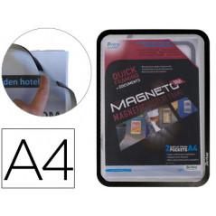 Marco porta anuncios tarifold magneto din a4 con 4 bandas magneticas en el dorso color negro pack de 2 unidades