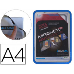 Marco porta anuncios tarifold magneto din a4 con 4 bandas magneticas en el dorso color azul pack de 2 unidades