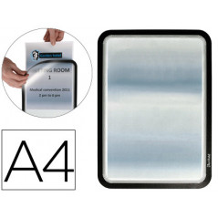 Marco porta anuncios tarifold magneto din a4 dorso adhesivo removible color negro pack de 2 unidades