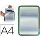 Marco porta anuncios gtarifold magneto din a4 dorso adhesivo removible color verde pack de 2 unidades