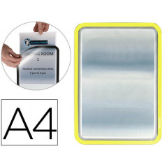 Marco porta anuncios tarifold magneto din a4 dorso adhesivo removible color amarillo pack de 2 unidades